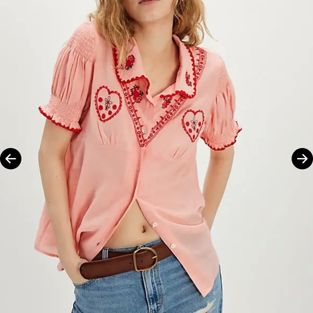 KINGA CSILLA Minnie Embroidered Blouse - Pink NWT